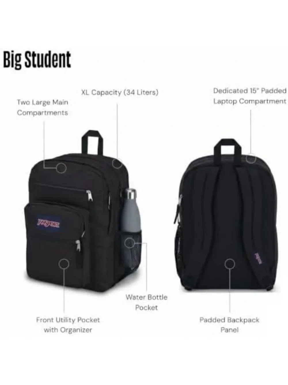 Stylish Laptop Backpack with 2 Compartments, Ergonomic Straps & 15” Sleeve